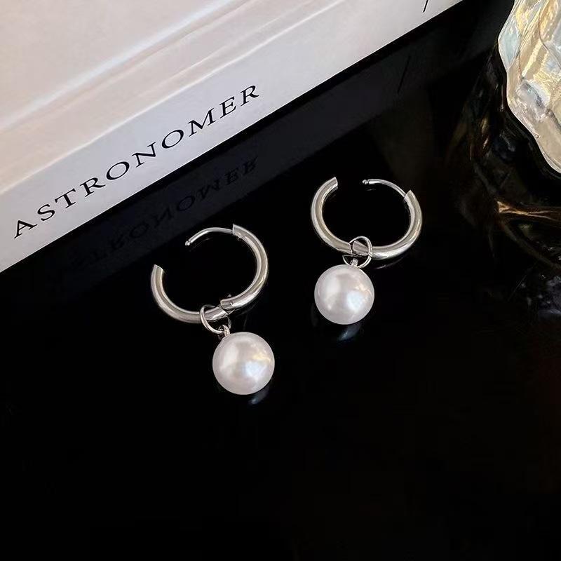 Exquisite Pearl Hoop Earrings For Women Wedding Jewelry Gift Lovely Girls Drop Earring