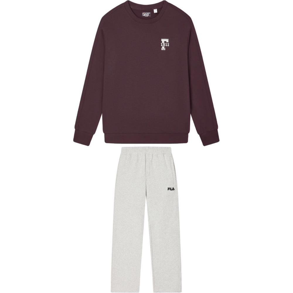 

Fila Удобный Универсальный Свободный Свитшот с Круглым Вырезом Простой Модный Вязаный Спортивный Костюм Повседневного Стиля F11U439203-FDR+F11M439606-FMG M