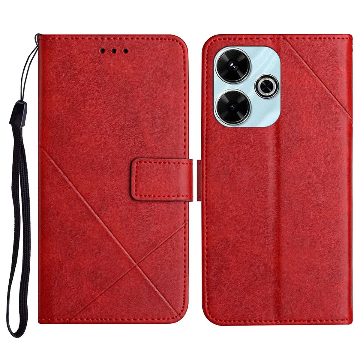 

For Xiaomi Redmi 13 4G/13 5G Leather Case Line Pattern Wallet Phone Cover C