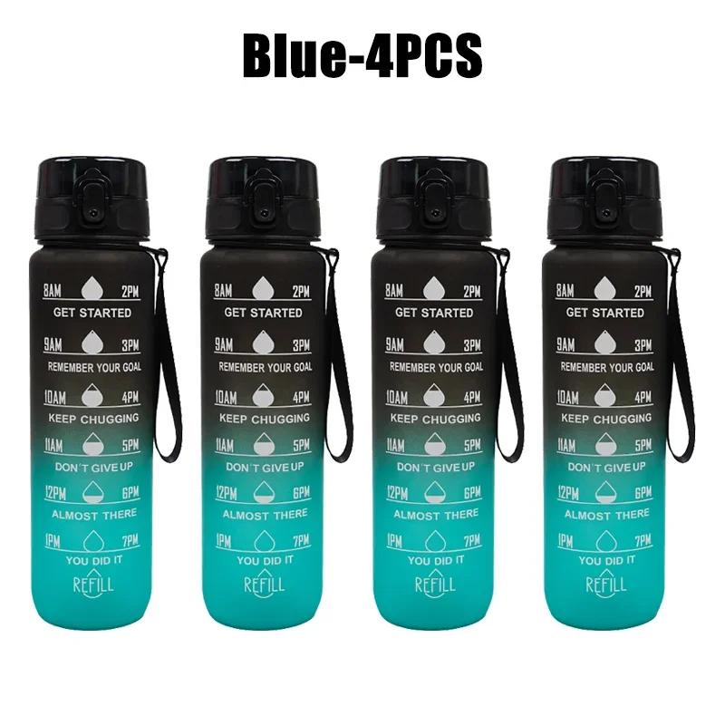 1L Water Bottle with Time Marker- Leak-Proof & BPA Free Reusable Gym Water Bottle for Fitness, Sports, Outdoor, Cycling, School