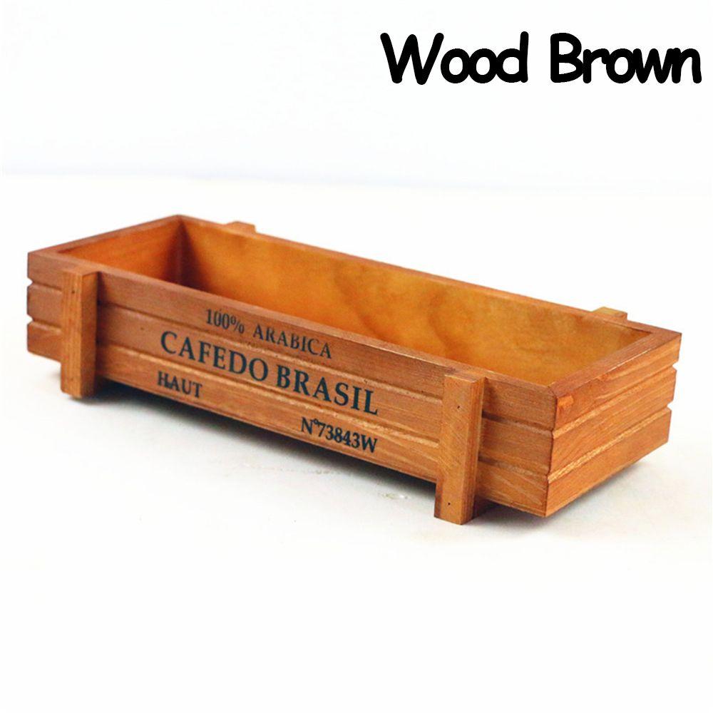 1 PC Planter Trough Decorative Pots Vintage Crates Succulent Boxes Rectangle Vase Wood Flowerpot коричневый древесины