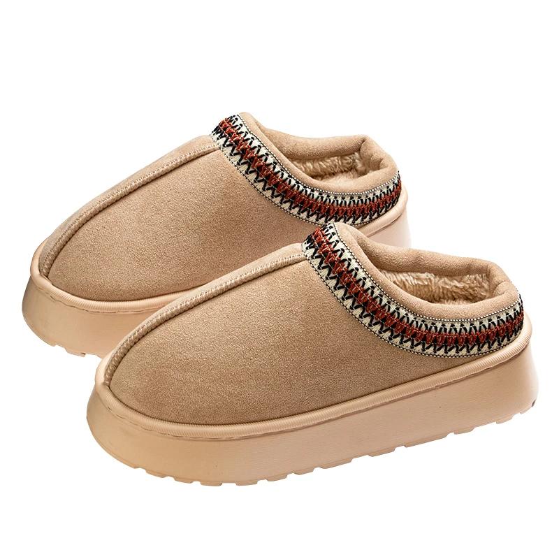 Fashion Slippers Cotton Home Cotton Shoes Winter Couples Thick Soled Home Solid Color Warm Cotton Slippers with Velvet Non-slip