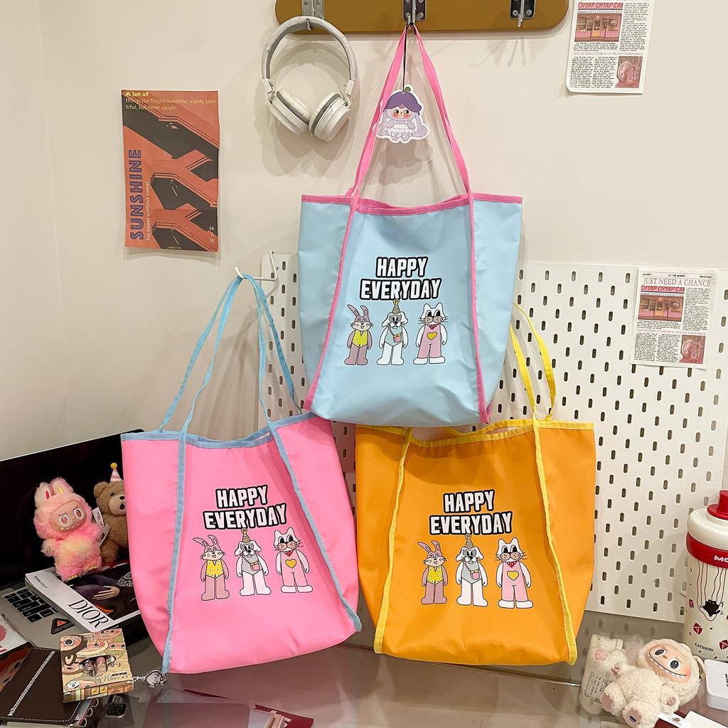 Fresh and versatile tote bag women's large-capacity cartoon printed armpit bag ins fashionable sweet trendy shoulder bag