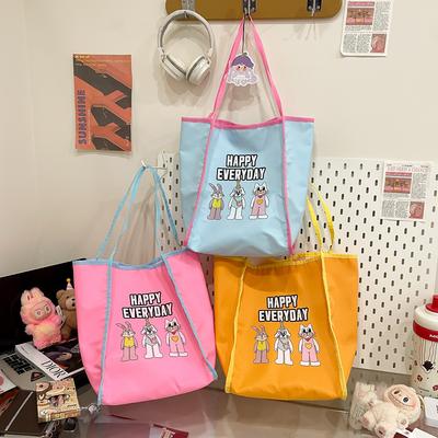 Fresh and Versatile Tote Bag Women's Large-capacity Cartoon Printed Armpit Bag Ins Fashionable Sweet Trendy Shoulder Bag