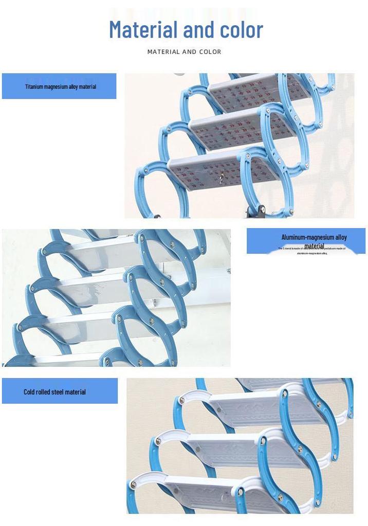 Guan Gu Wall-Mounted Attic Telescopic Ladder: Titanium-Magnesium Aluminum Alloy, Indoor/Outdoor Folding Lifting Ladder.