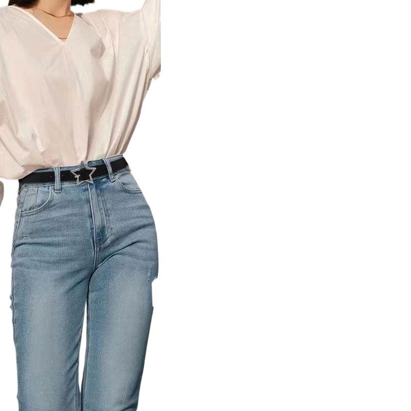 Star Black Trendy Womens Belt Elegant Pu Design Perfect For Outfits Summer