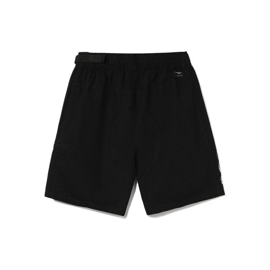 Li Ning Skateboard Series Pattern Printed Woven Sports Shorts Men shorts Black AKSR445-1