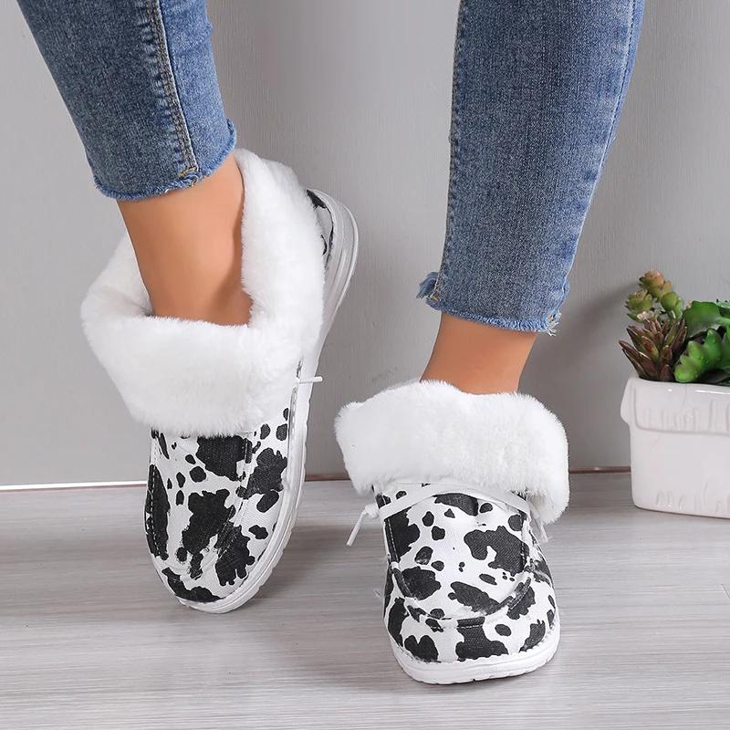 

2024 зимние женские модные теплые плюшевые зимние ботинки на шнуровке, мягкие милые модные теплые удобные туфли на плоской подошве, Zapatos De Mujer 39 белый