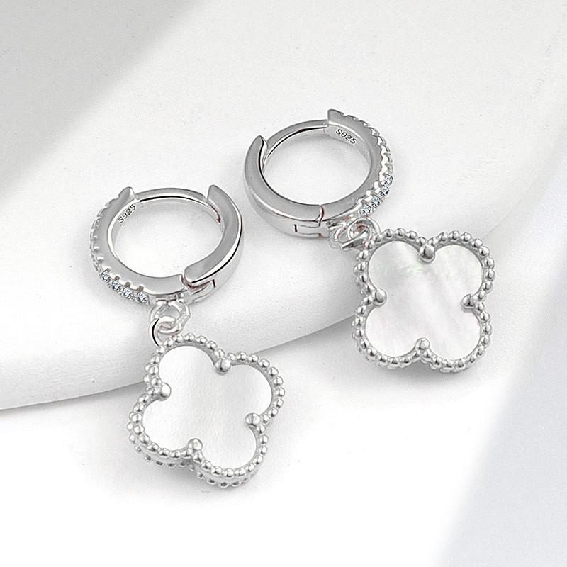 Womens Four Leaf Clover Earrings 18K Gold Plated Red Agate Luxury Fashion Jewelry