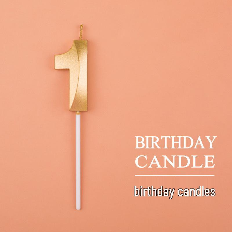Gold and Silver Number Candles for Birthday Cakes - Pink Exquisite Design