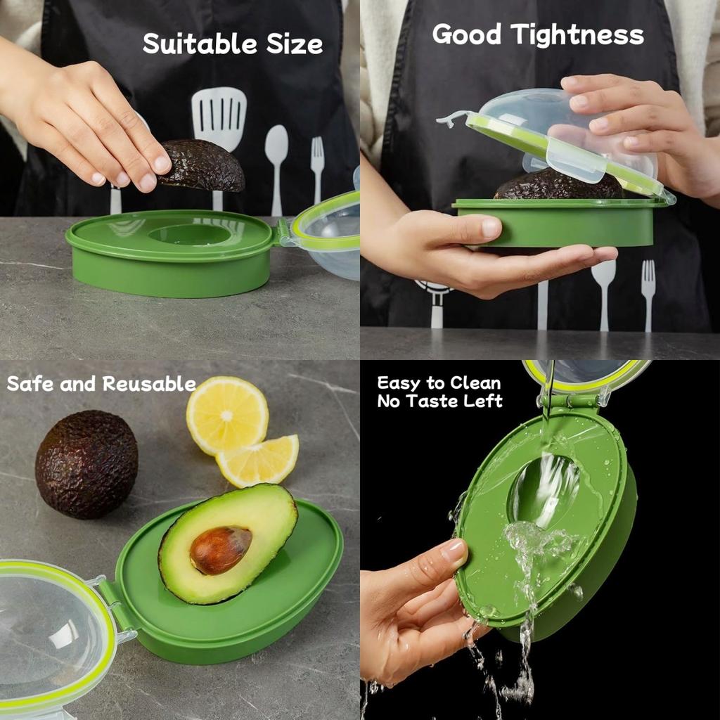 Avocado Storage Box Reusable Crisper Fruit  Slicer Saver Space Saving Keeper Container for Food Fresh Keeping Kitchen Fridge Too
