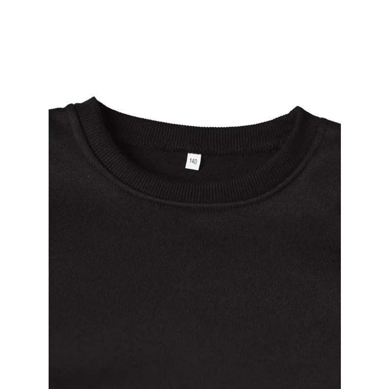 European Size Round Neck Sweatshirt - Cartoon Design with Number 67, Casual Long-Sleeve Top for Children, New Fashion for Spring And Autumn