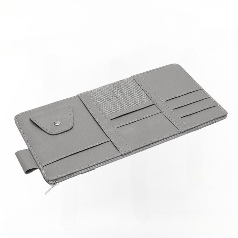 Car Glasses Storage Pu Leather Sun Visor Organizer Pocket Auto Sunglasses Holder Cards Storage Auto Interior Accessory