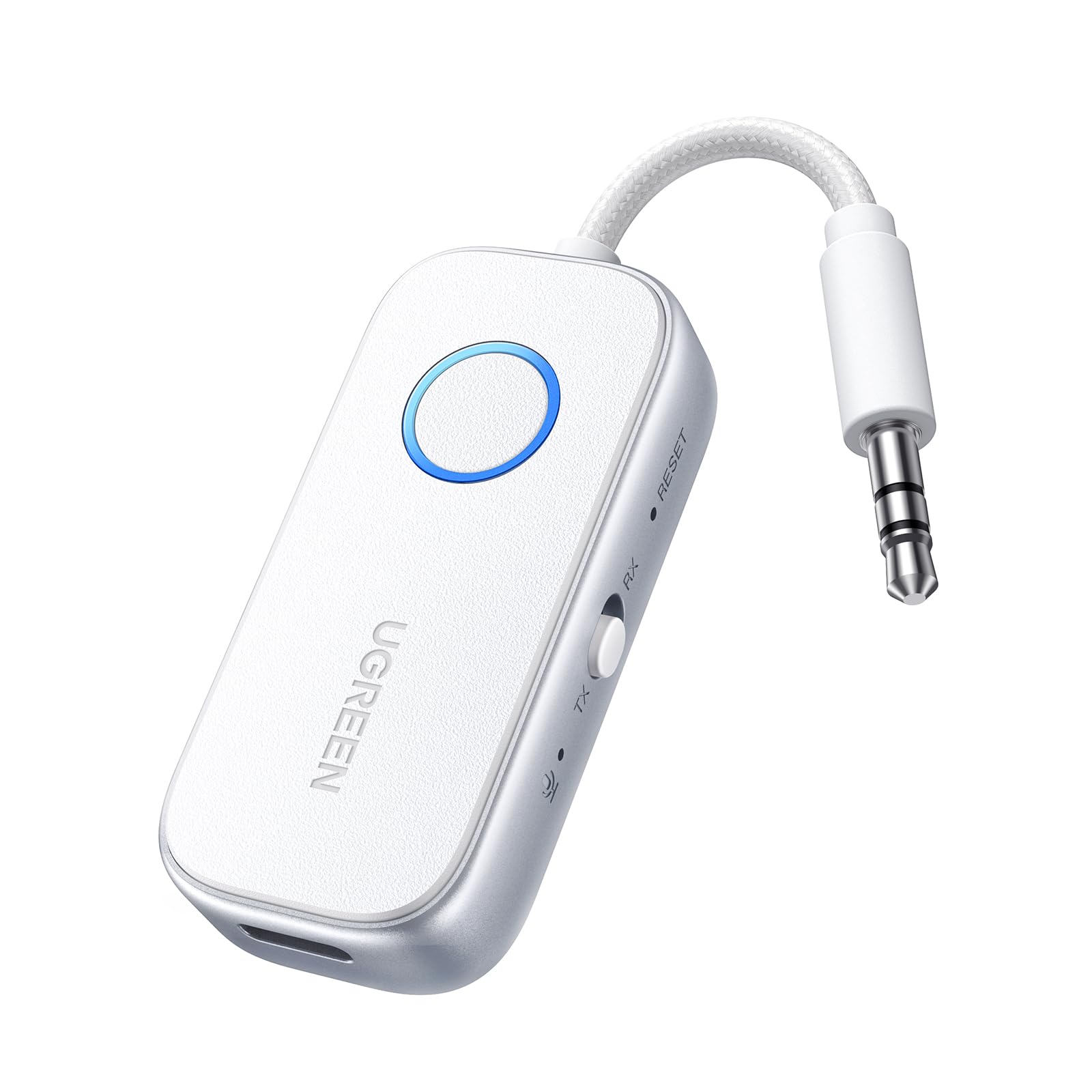 

UGREEN Bluetooth Передавач Бездротовий Передавач Приймач для та Дому Подвійне Підключення для AirPods та Bluetooth Aux Аудіо з Сертифікатом TELEC для Автомобіля та білий