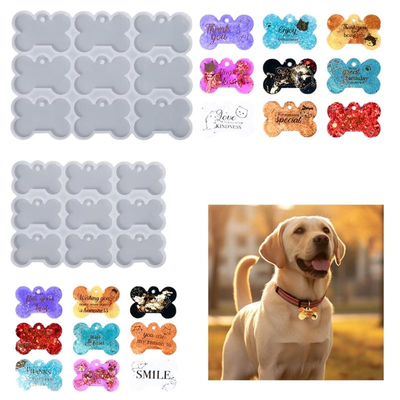9 Cavity Flexible Pendant Mold Craft Molds Bone Shape Keychain Mould Crafting Accessories Present for Crafting Lover