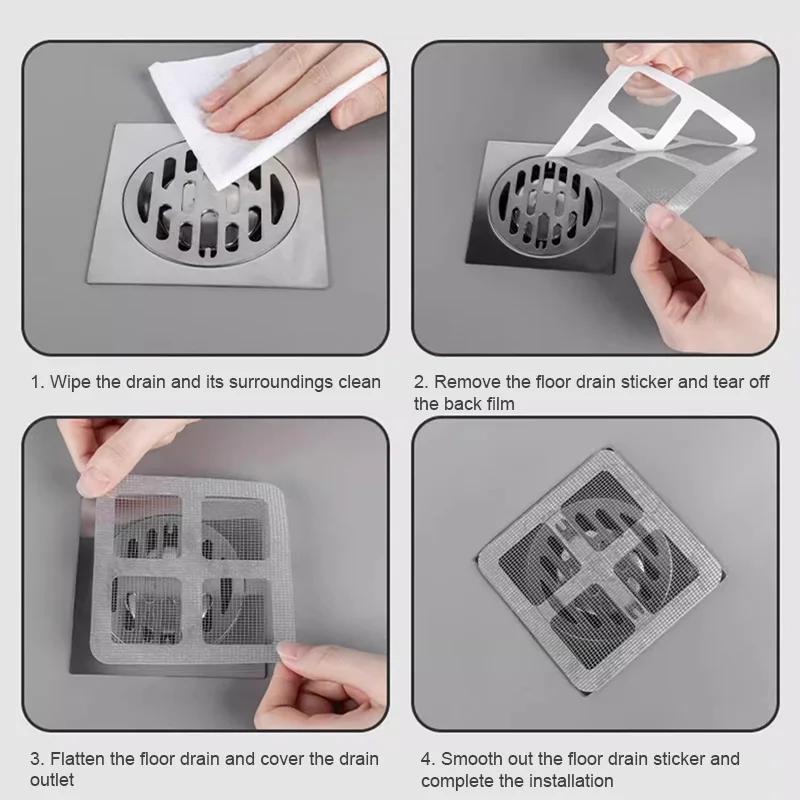 Floor Drain Sticker Shower Drain Hair Catcher Cover Sink Strainers Hair Filters Bathtub Mesh Filter Sticker Bathroom Accessories