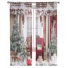Christmas Christmas Tree Leaves Green Red Tulle Sheer Window Curtains for Living Room Bedroom Decor Voile Curtains Drapes