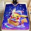 Pikachu Printed Pattern Flannel Blanket Warm for Bedroom Sofa Chair Picnic.-TING