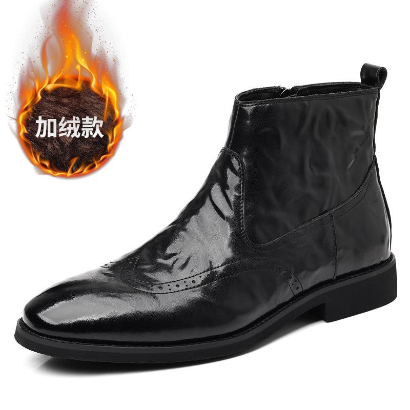 

Большие размеры Ботинки Челси в британском стиле Hand Grab Brock Winter Fleece Retro Boots Tide 38