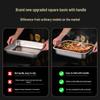 Large Rectangular Stainless Steel Serving Basin with Lid and Handle