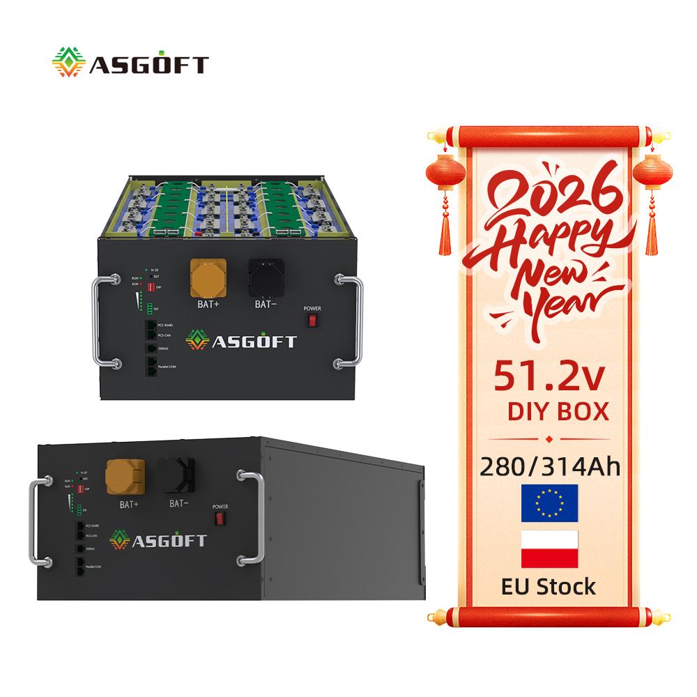 Polen EU-Lager 51,2V 280/304/314Ah DIY-Kit LiFePO4 16S IP54 15KWh Heimspeicher-Batteriepaketbox Luftschalter Aktiv