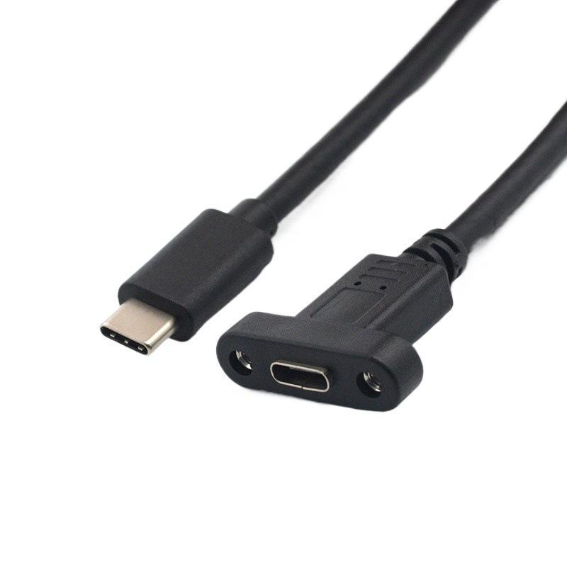 Usb3.1 Type C Panel Mount Male To Female Cable Lock Connector Cable Usb-C Extension Line For Female Type C Extension Cable