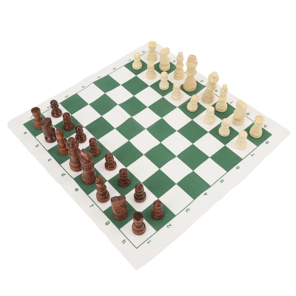 Chess Board Game Set   PU Lther Chess Board Wooden Chess Pieces Portable Chess Set with Storage Bag