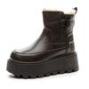 Leather Platform Martin Boots Women's Autumn and Winter New Small Velvet British Retro Short Boots