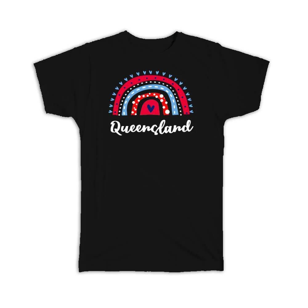 Gift T-Shirt : Queensland Australia Australian Aussie Rainbow M