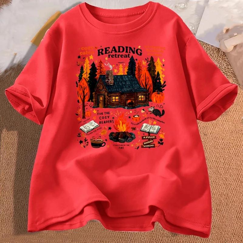 Cozy Cabin Reading Retreat Tshirt Fall Bookish Tshirt Autumn Cozy Readers Pumpkin Spice Book T Shirt Aesthetic Clothes