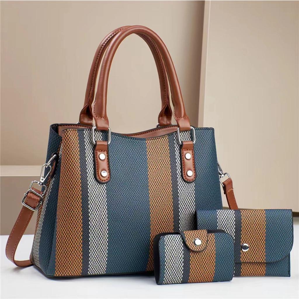 New Design Female Contrast Color Canvas Bag Style Women's Handbag Women's Atmosphere All-in-one Large Size Capacity Crossbody Bag
