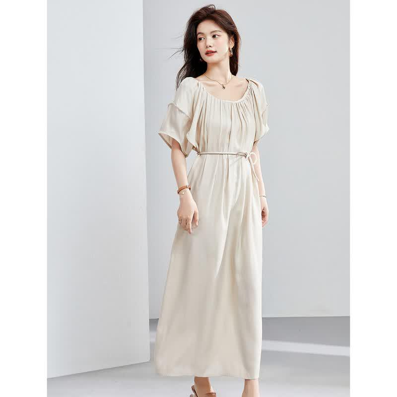 ORIGIN Women s Printed Round Neck Straight Long Dress M абрикосовый