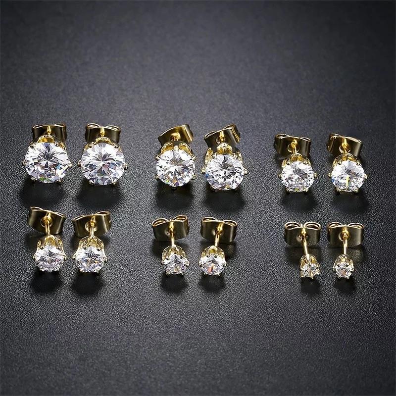 SUNIBI3 Size Stud Earrings for Women Classic Luxury Earrings Women Minimalist Bling Zircon Earring Fashion Ear Stud Zircon