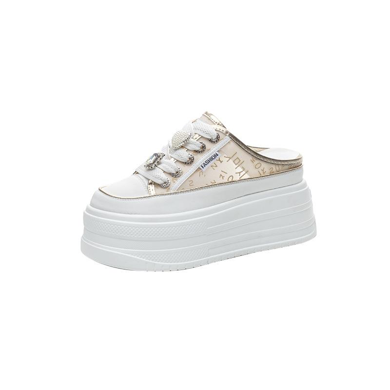 Mesh breathable half slippers women's 2025 spring and summer new fashion Ins muffin women's shoes platform breathable bag head slippers