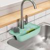 Adjustable Designs Sturdy PP Sink Faucet Splash Guards with Drain Pad and Sponges Holders for Kitchen Supplies Daily Use
