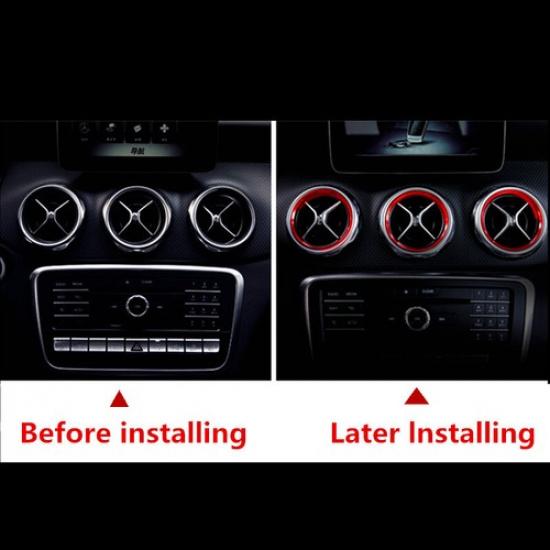 5Pcs Red Air Vent Outlet Ring Cover Trim For Benz A/B/CLA/GLA Class 180 2015