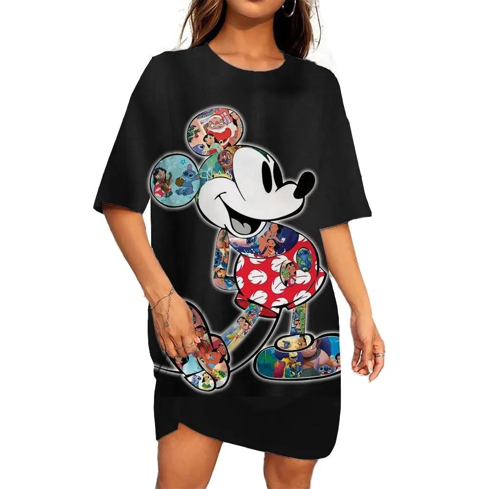 Simple Casual Versatile Cartoon Print Dress Fashionable Comfortable Daily Casual Dresses S