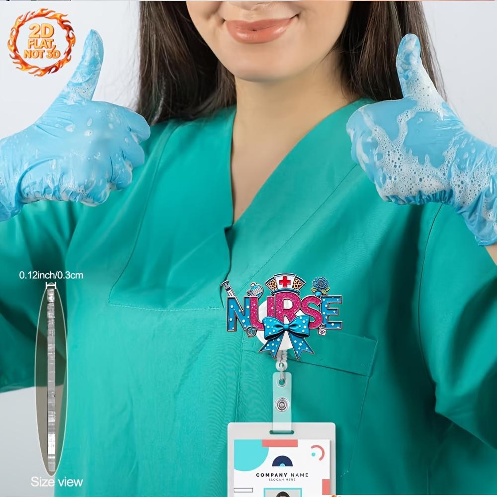 Retractable Nurse Badge Reel With Stethoscope Pill Symbols, Clear Acrylic ID Clip Cord For Hospital Clinic And Nursing School Medical Staff