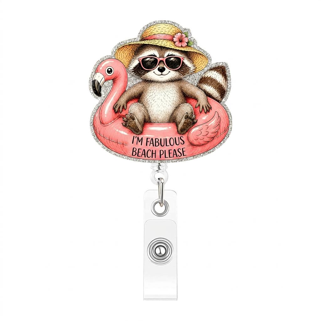 Raccoon Badge Holder Flexible Cute Id Badge Reel Retractable Badge Reel Retractable Metal Clip Keychain For Key Holder Daily