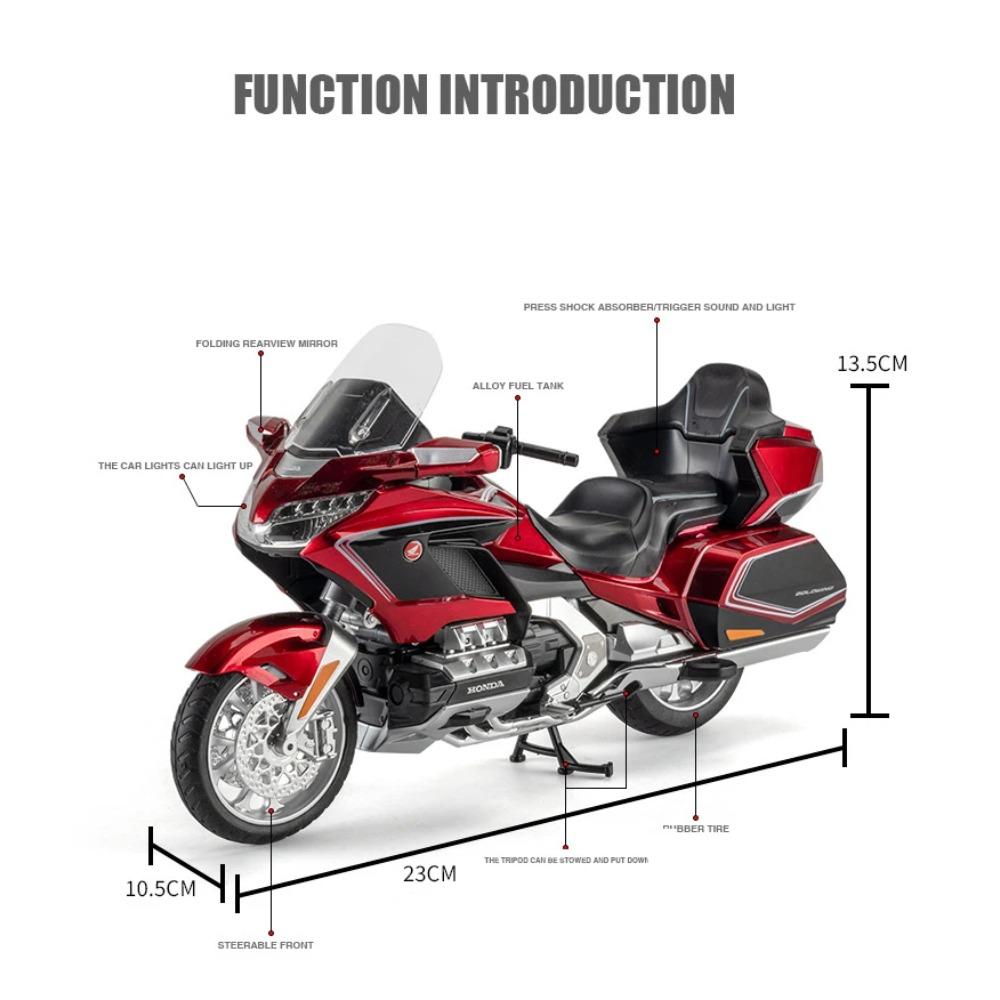 1/11 Honda Gold Wing GL800 2021 Alloy Die Cast Motorcycle Model Vehicle Collection Sound and Light Off Road Autocycle Toys Car