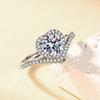 Korean-style New Fashion Versatile Heart-shaped Ring with Diamond Accents, Four-prong Heart Ring for Women, Light Luxury and High-end Feel