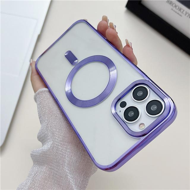 Luxury Plating Transparent Magsafe Magnetic Phone Case For Apple iPhone 11 12 13 14 15 Pro Max Soft Protection Cover On 14 Plus