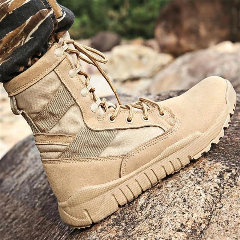 Fashion Mens High Top Combat Boots Lightweight Canvas Breathable Jungle Training Shoes Male Hiking Desert Military Tactical Boots Ankle