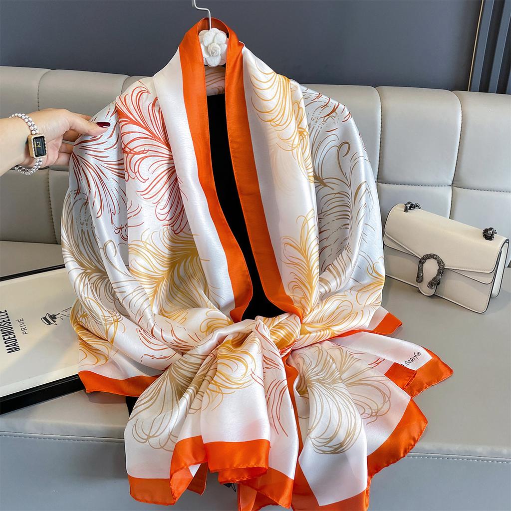 Women 180*90cm Fashion Beautiful Soft Silk Scarves Female Lady Shawl Hijab Wrap Foulard Bandanna Muffler Beach Pareo