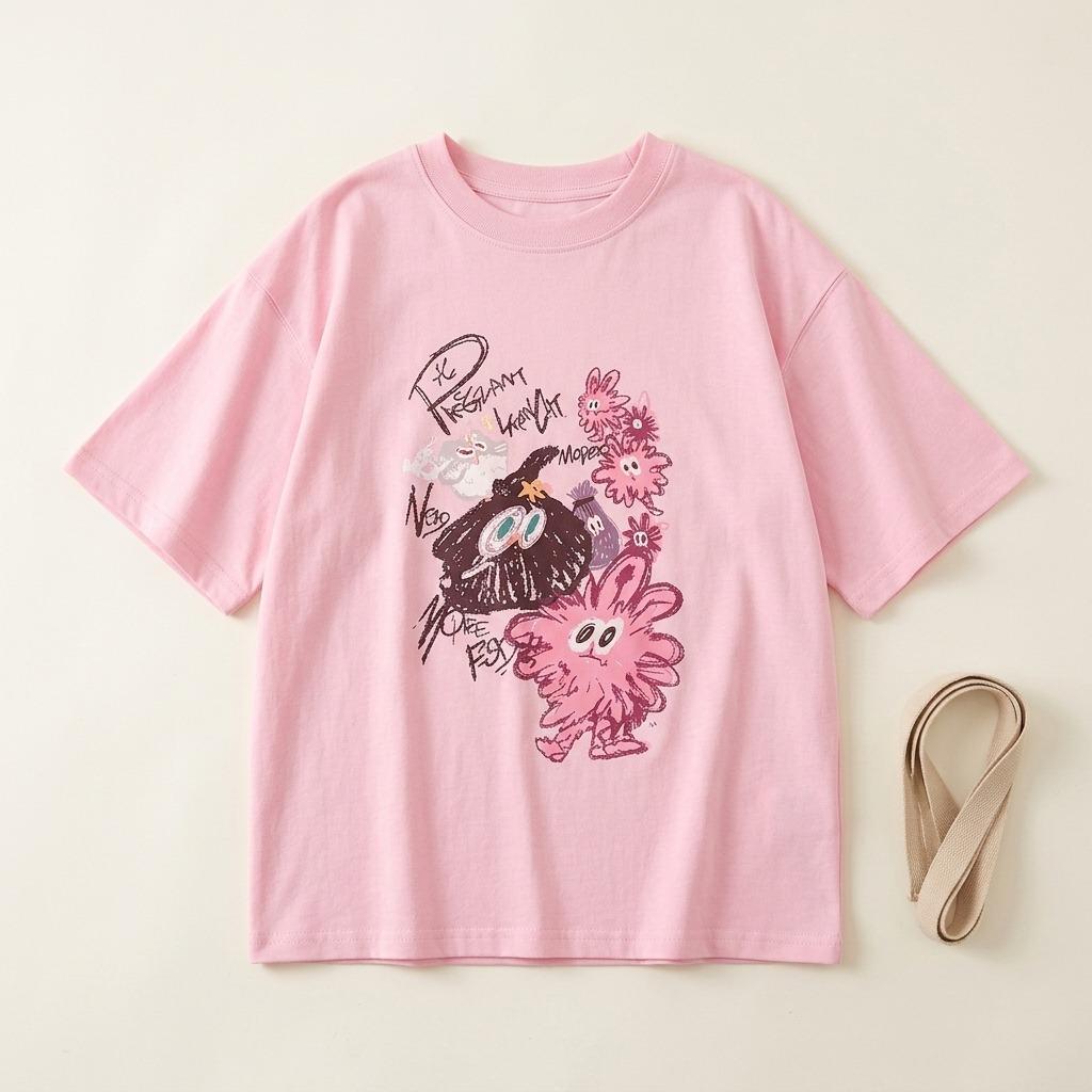 Pure Cotton Girls' Short-Sleeve Children'S Clothing Summer T-Shirt New Stylish Top For Older Girls In Summer