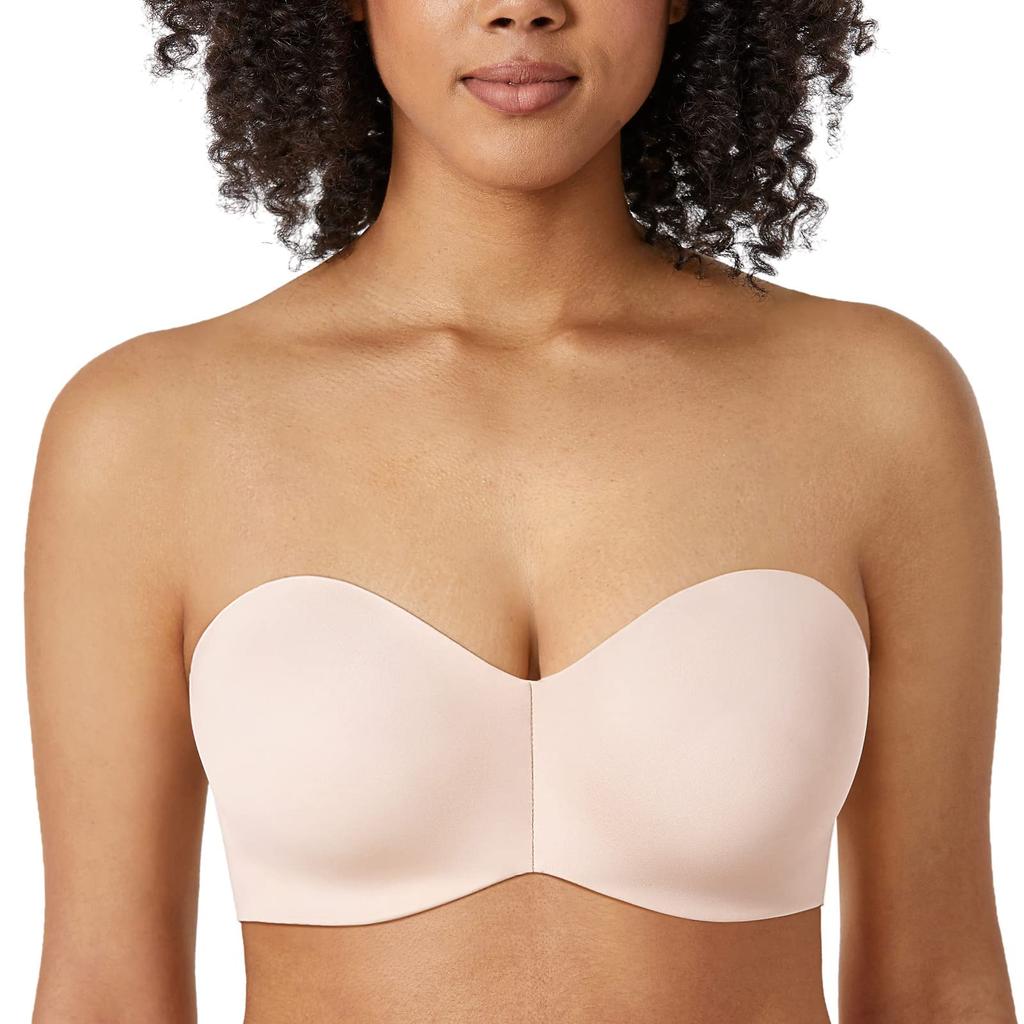 DELIMIRA Strapless Plus Stays Rose F95 Bra, Size, put, Underwire, Padded, Seamless, Strapless, White,