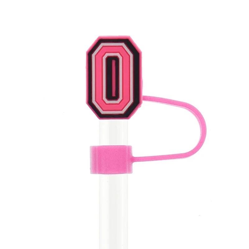 1PC Pink Letter PVC Straw Covers Cap Compatible For Most 30&40Oz Cup 10mm Straw Toppers Reusable Splash Proof Straw Caps