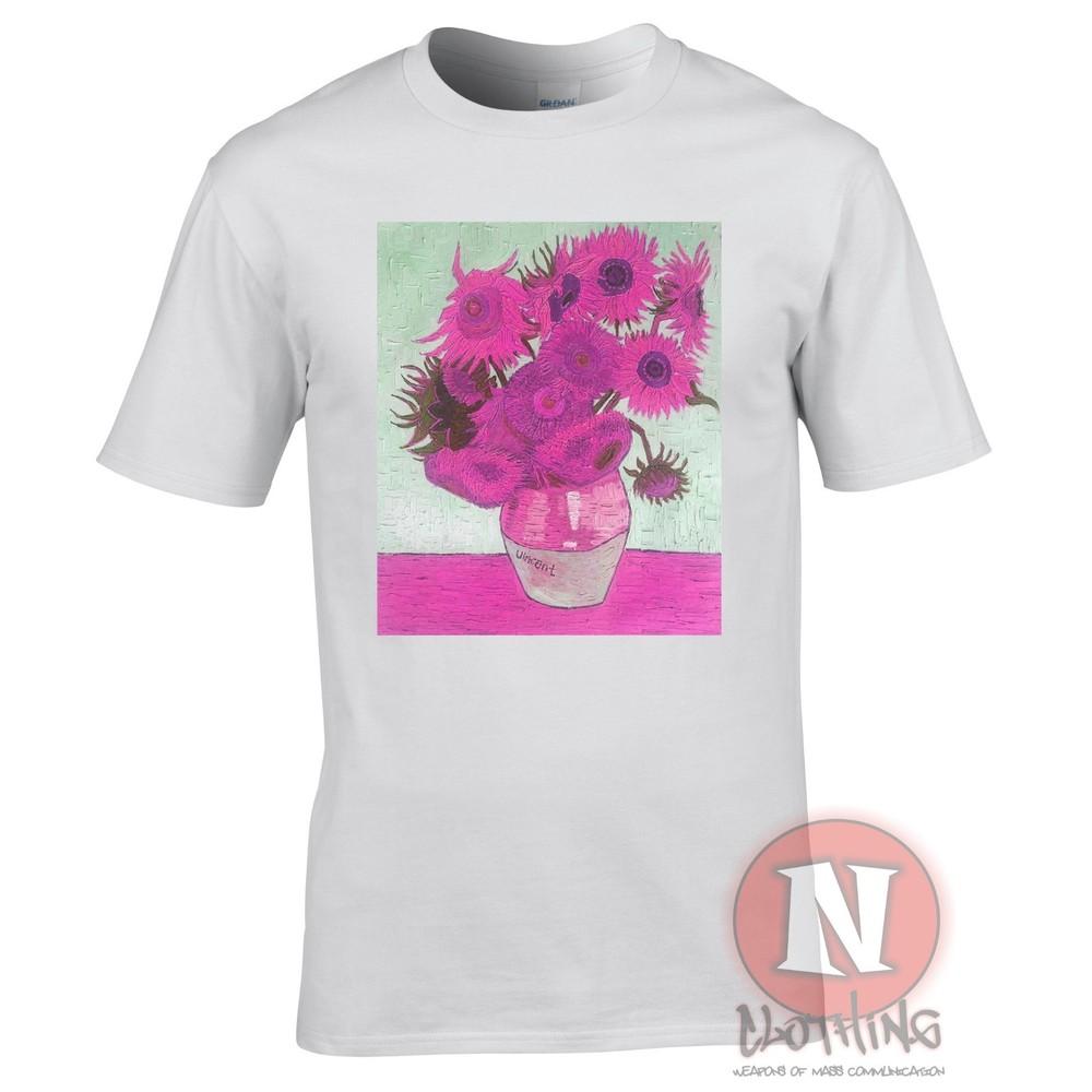 Camiseta Vaporwave De Girasoles De Van Gogh Recolorizada Estética Arte Clásico