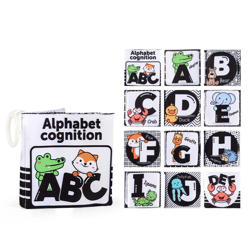 Baby Soft Clothes Book Black and White High Contrast Visual Stimulation Book Toddler Early Learning Educational Book Sensory Toy