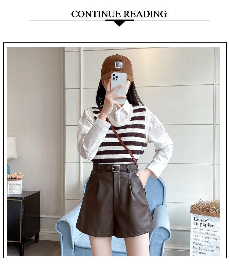 2026 Summer Plus Size Women's High Waist PU Leather Wide Leg A-line Shorts & Bootcut Pants